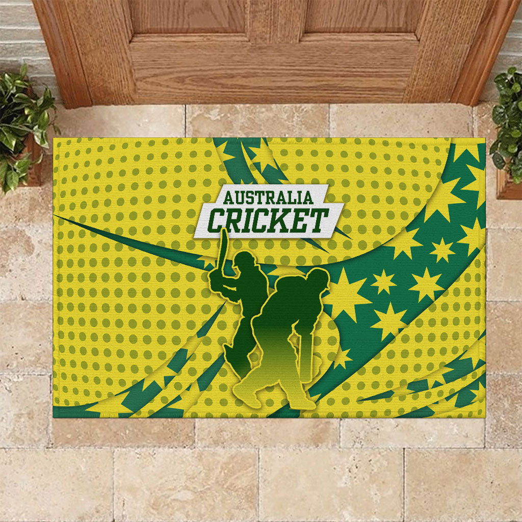 Australia Cricket Rubber Doormat Golden Southern Cross Stars Halftone Pattern Design