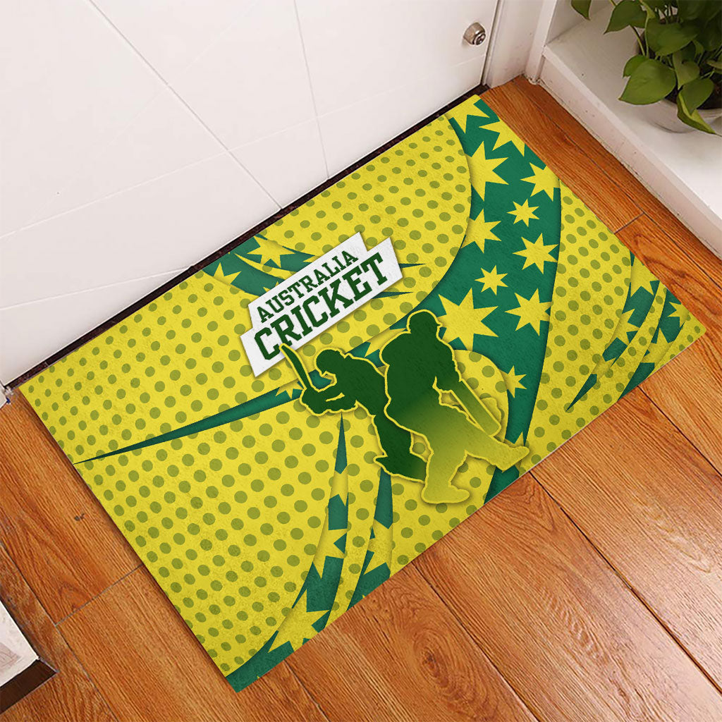 Australia Cricket Rubber Doormat Golden Southern Cross Stars Halftone Pattern Design