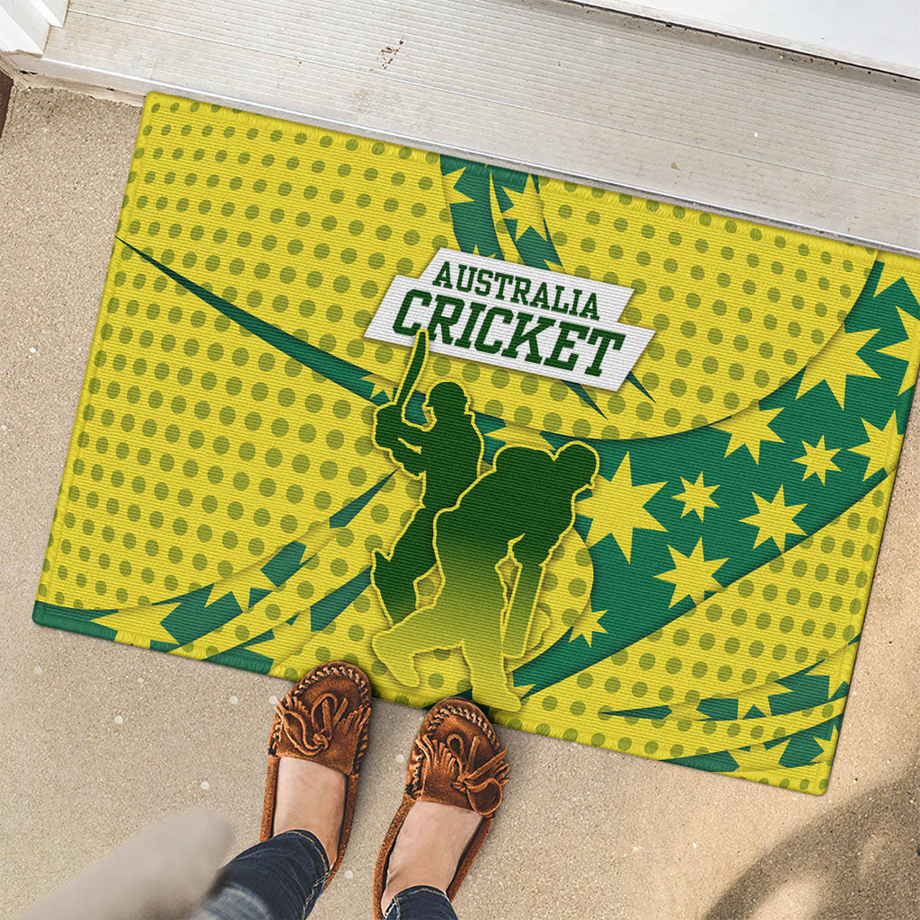 Australia Cricket Rubber Doormat Golden Southern Cross Stars Halftone Pattern Design
