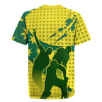 Australia Cricket Rugby Jersey Golden Southern Cross Stars Halftone Pattern Design