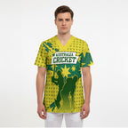 Australia Cricket Scrub Top Golden Southern Cross Stars Halftone Pattern Design