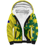 Australia Cricket Sherpa Hoodie Golden Southern Cross Stars Halftone Pattern Design