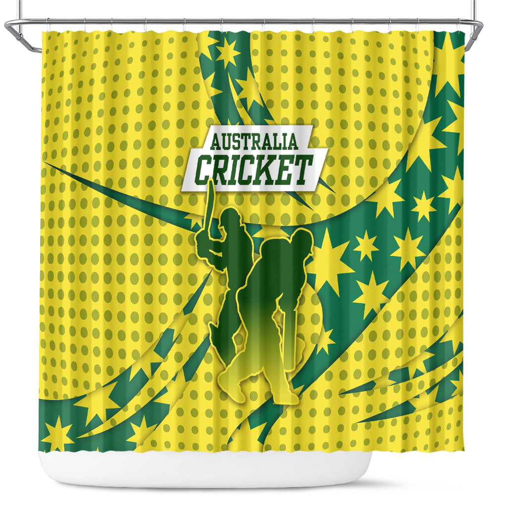 Australia Cricket Shower Curtain Golden Southern Cross Stars Halftone Pattern Design