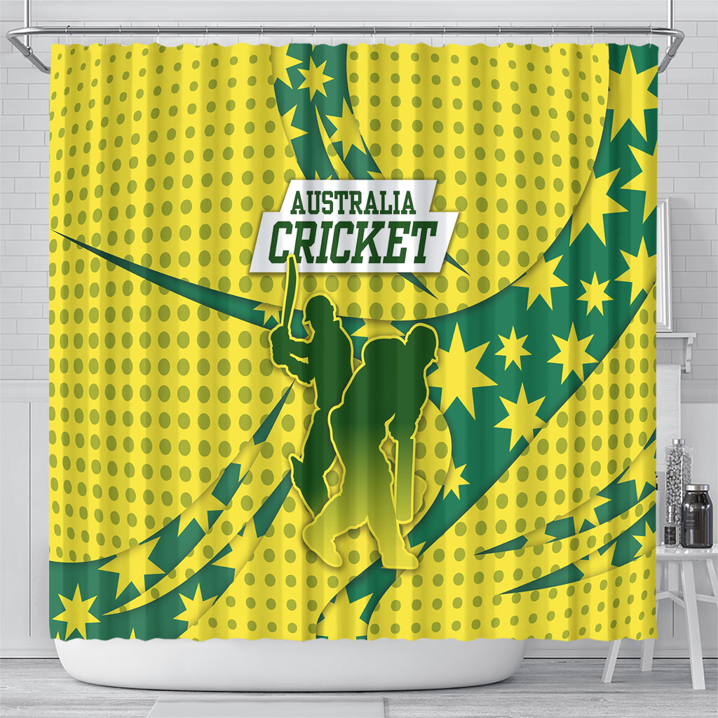 Australia Cricket Shower Curtain Golden Southern Cross Stars Halftone Pattern Design