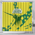 Australia Cricket Shower Curtain Golden Southern Cross Stars Halftone Pattern Design
