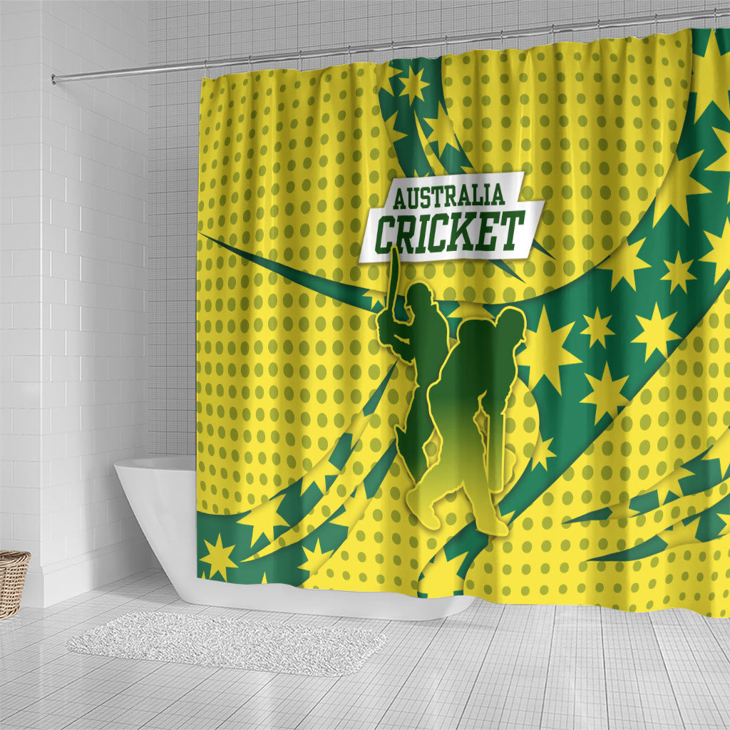 Australia Cricket Shower Curtain Golden Southern Cross Stars Halftone Pattern Design