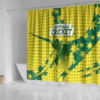 Australia Cricket Shower Curtain Golden Southern Cross Stars Halftone Pattern Design