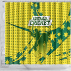 Australia Cricket Shower Curtain Golden Southern Cross Stars Halftone Pattern Design