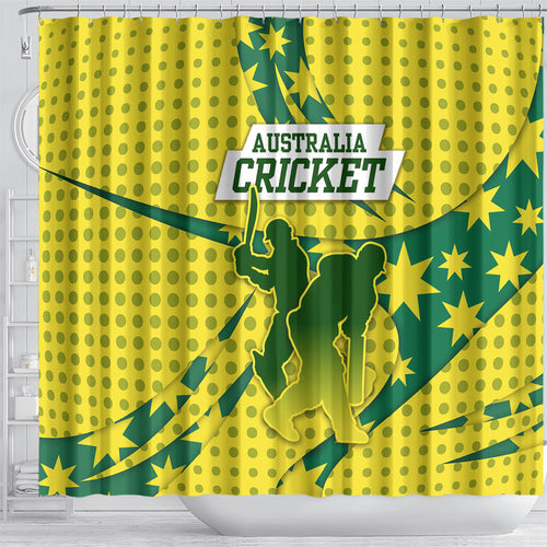 Australia Cricket Shower Curtain Golden Southern Cross Stars Halftone Pattern Design