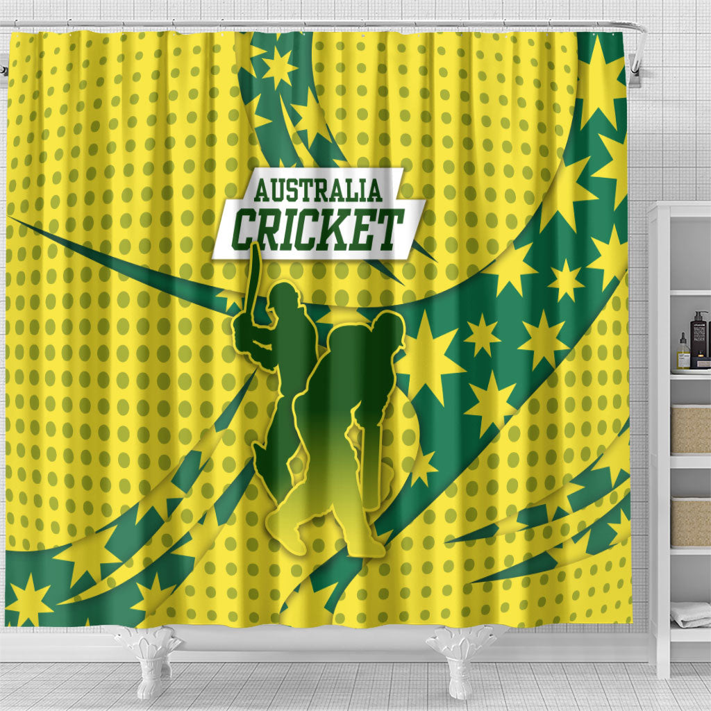 Australia Cricket Shower Curtain Golden Southern Cross Stars Halftone Pattern Design