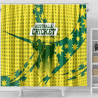 Australia Cricket Shower Curtain Golden Southern Cross Stars Halftone Pattern Design