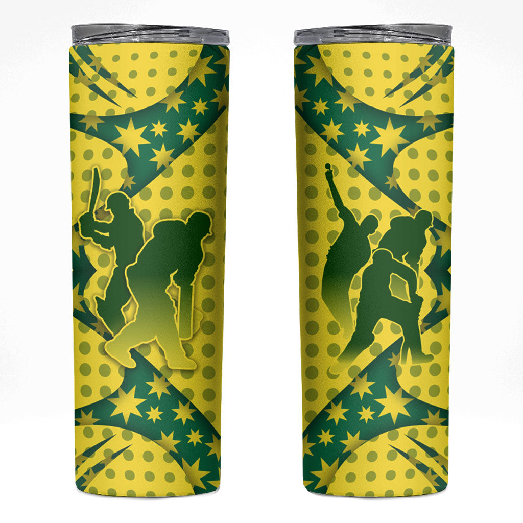 Australia Cricket Skinny Tumbler Golden Southern Cross Stars Halftone Pattern Design