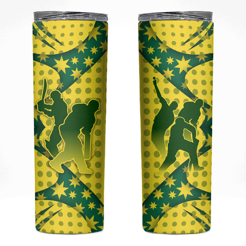 Australia Cricket Skinny Tumbler Golden Southern Cross Stars Halftone Pattern Design