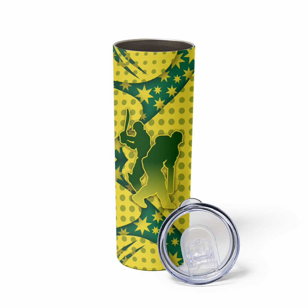 Australia Cricket Skinny Tumbler Golden Southern Cross Stars Halftone Pattern Design