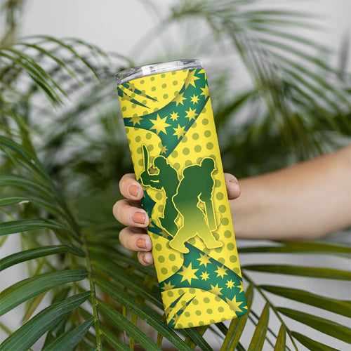 Australia Cricket Skinny Tumbler Golden Southern Cross Stars Halftone Pattern Design