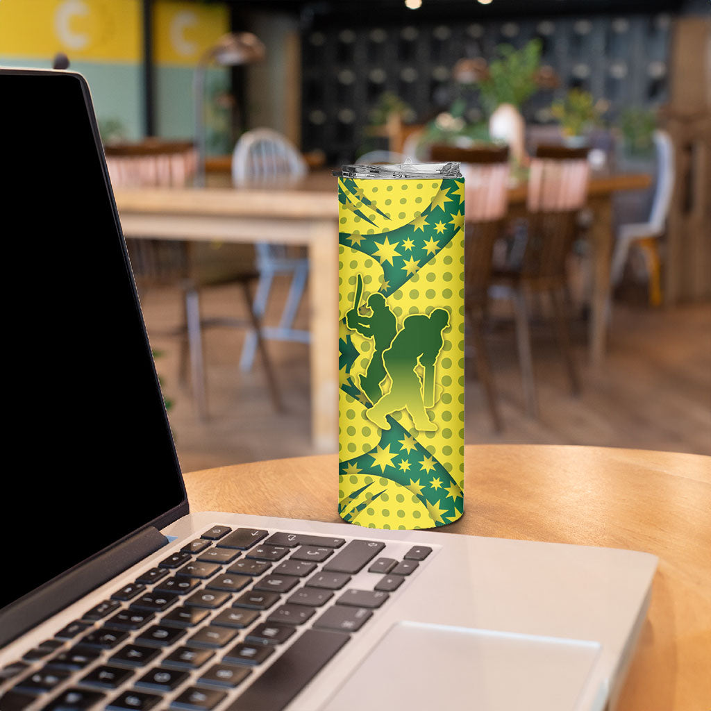 Australia Cricket Skinny Tumbler Golden Southern Cross Stars Halftone Pattern Design