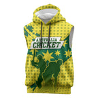Australia Cricket Sleeveless Hoodie Golden Southern Cross Stars Halftone Pattern Design