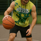 Australia Cricket Sleeveless Hoodie Golden Southern Cross Stars Halftone Pattern Design