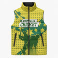 Australia Cricket Sleeveless Puffer Jacket Golden Southern Cross Stars Halftone Pattern Design