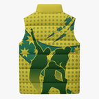 Australia Cricket Sleeveless Puffer Jacket Golden Southern Cross Stars Halftone Pattern Design