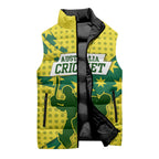 Australia Cricket Sleeveless Puffer Jacket Golden Southern Cross Stars Halftone Pattern Design