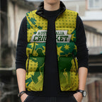 Australia Cricket Sleeveless Puffer Jacket Golden Southern Cross Stars Halftone Pattern Design