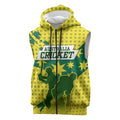 Australia Cricket Sleeveless Zip Hoodie Golden Southern Cross Stars Halftone Pattern Design