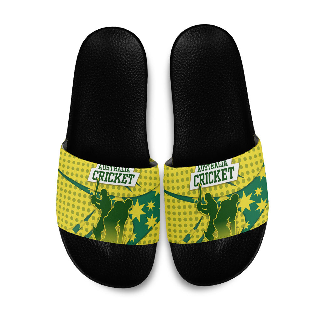 Australia Cricket Slide Sandals Golden Southern Cross Stars Halftone Pattern Design