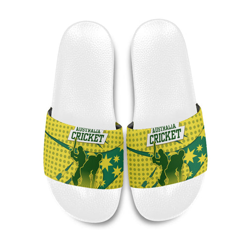 Australia Cricket Slide Sandals Golden Southern Cross Stars Halftone Pattern Design