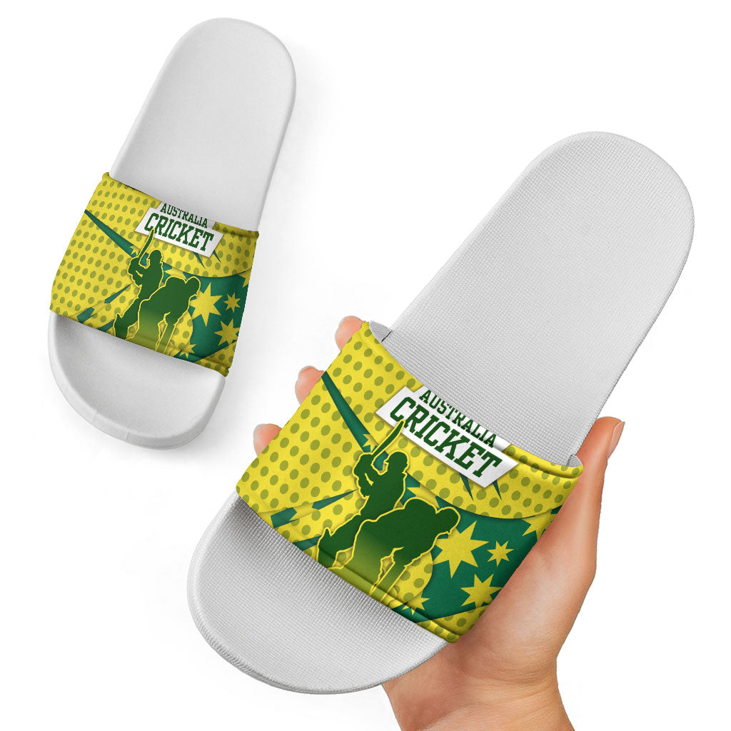 Australia Cricket Slide Sandals Golden Southern Cross Stars Halftone Pattern Design
