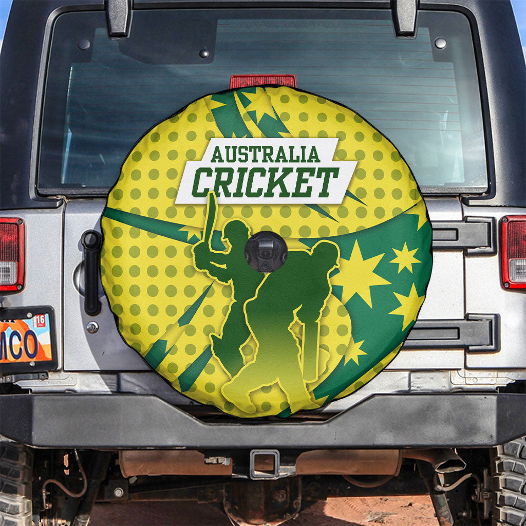 Australia Cricket Spare Tire Cover Golden Southern Cross Stars Halftone Pattern Design
