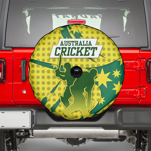 Australia Cricket Spare Tire Cover Golden Southern Cross Stars Halftone Pattern Design
