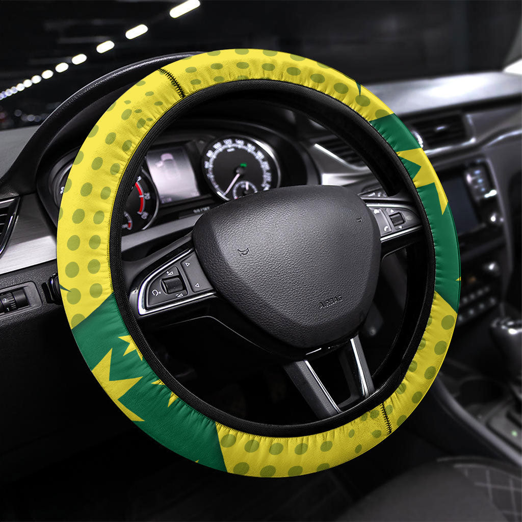 Australia Cricket Steering Wheel Cover Golden Southern Cross Stars Halftone Pattern Design