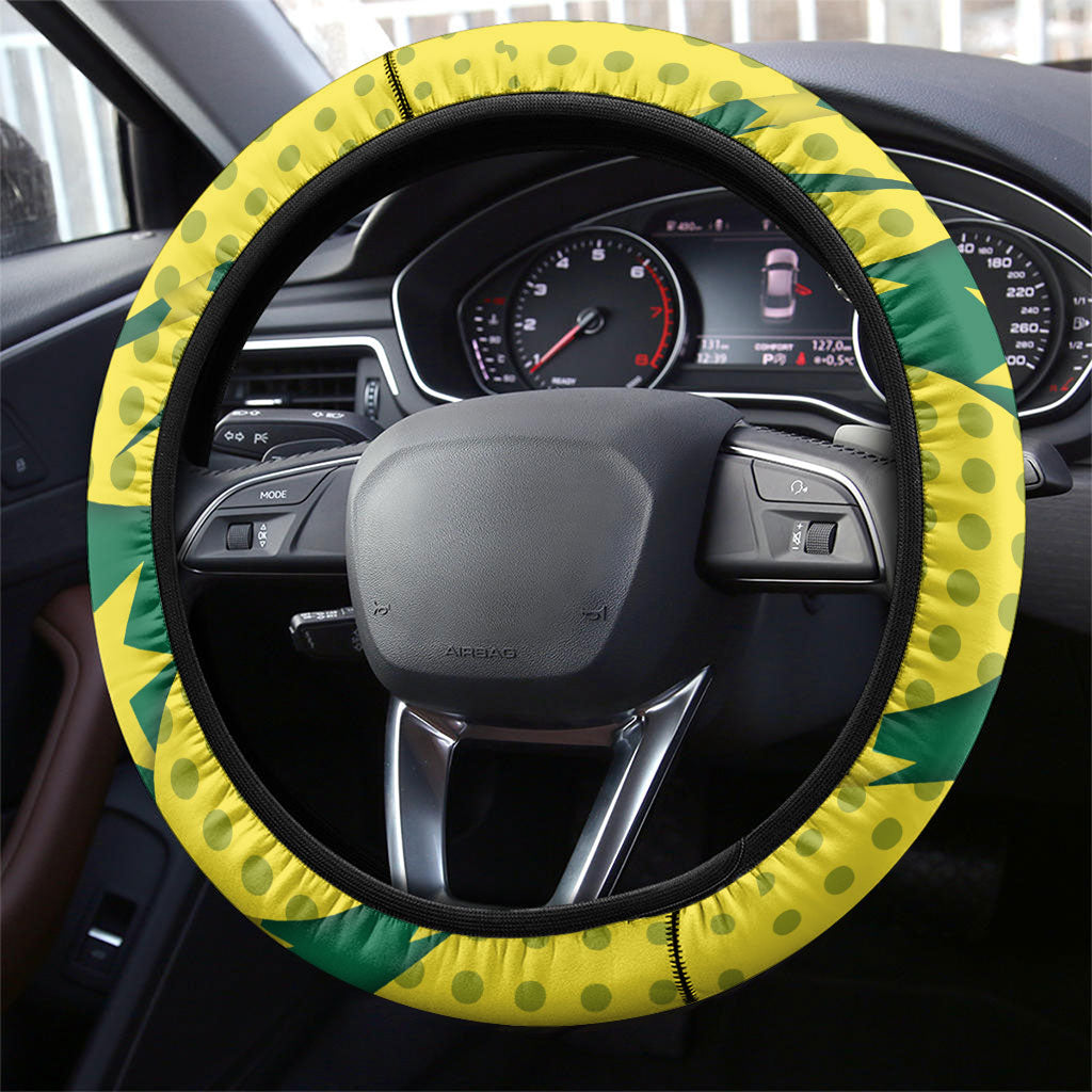 Australia Cricket Steering Wheel Cover Golden Southern Cross Stars Halftone Pattern Design