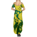 Australia Cricket Summer Maxi Dress Golden Southern Cross Stars Halftone Pattern Design
