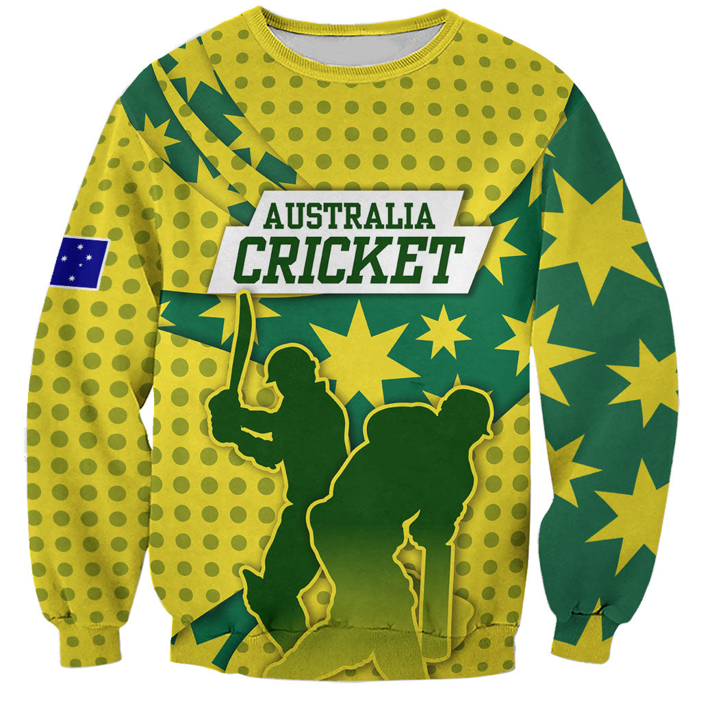 Australia Cricket Sweatshirt Golden Southern Cross Stars Halftone Pattern Design