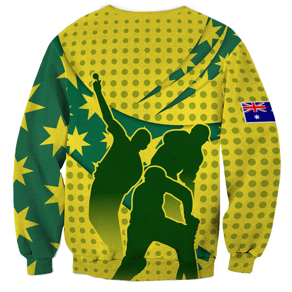 Australia Cricket Sweatshirt Golden Southern Cross Stars Halftone Pattern Design