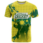 Australia Cricket T Shirt Golden Southern Cross Stars Halftone Pattern Design