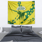 Australia Cricket Tapestry Golden Southern Cross Stars Halftone Pattern Design