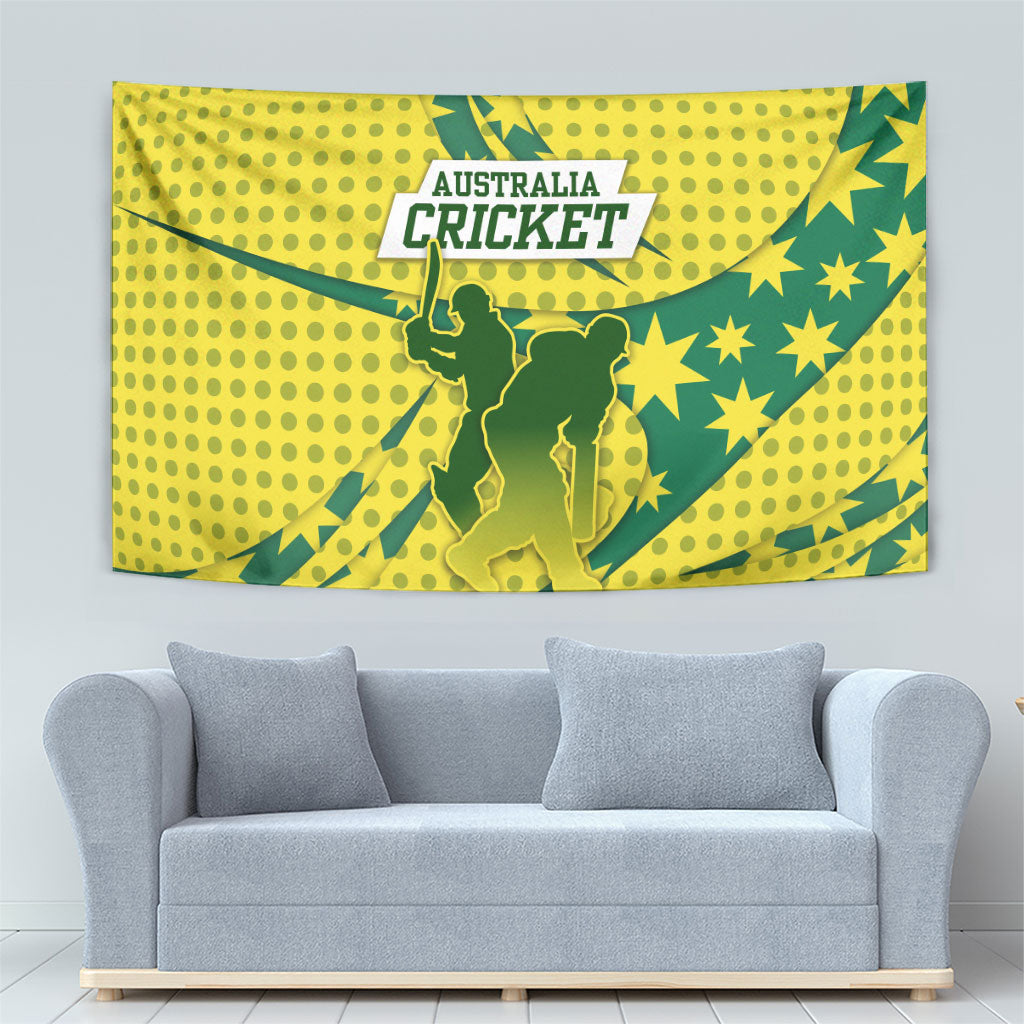 Australia Cricket Tapestry Golden Southern Cross Stars Halftone Pattern Design