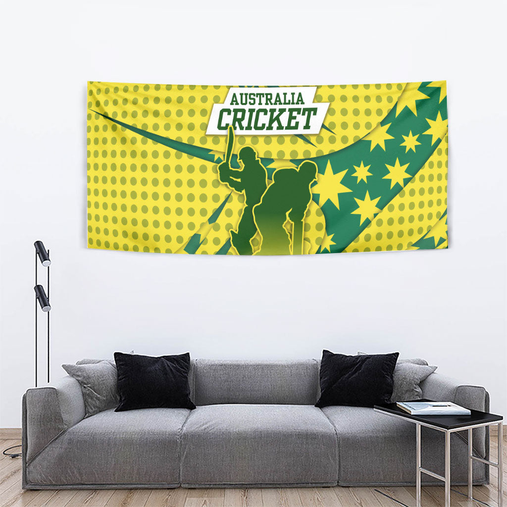Australia Cricket Tapestry Golden Southern Cross Stars Halftone Pattern Design