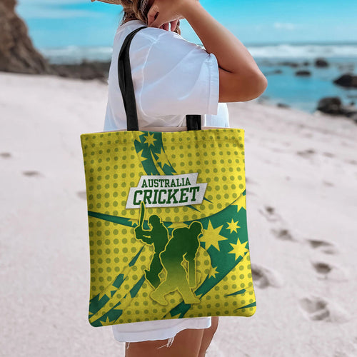 Australia Cricket Tote Bag Golden Southern Cross Stars Halftone Pattern Design