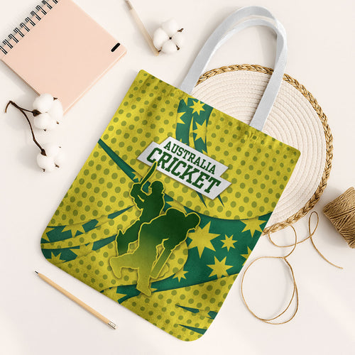 Australia Cricket Tote Bag Golden Southern Cross Stars Halftone Pattern Design