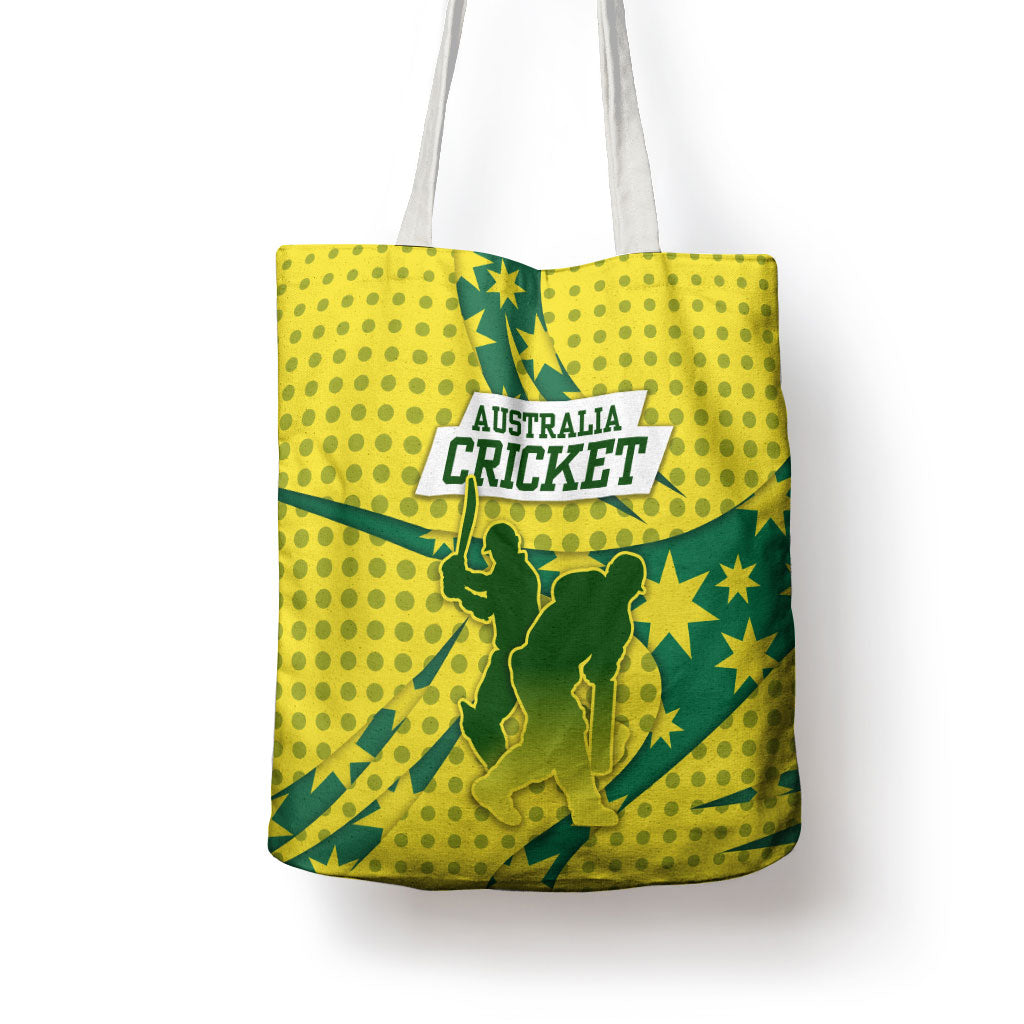 Australia Cricket Tote Bag Golden Southern Cross Stars Halftone Pattern Design