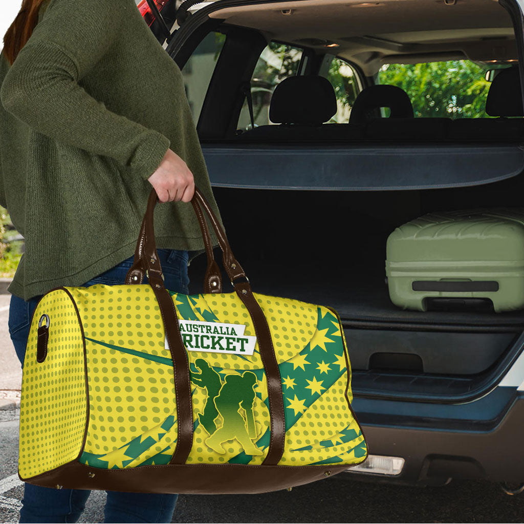 Australia Cricket Travel Bag Golden Southern Cross Stars Halftone Pattern Design