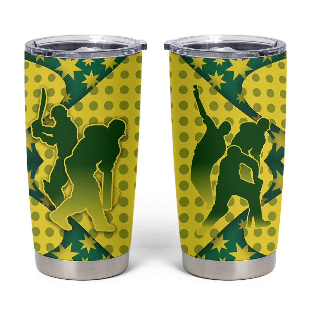 Australia Cricket Tumbler Cup Golden Southern Cross Stars Halftone Pattern Design