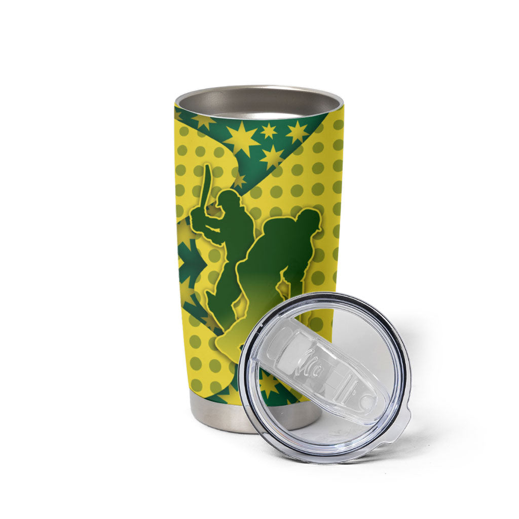 Australia Cricket Tumbler Cup Golden Southern Cross Stars Halftone Pattern Design