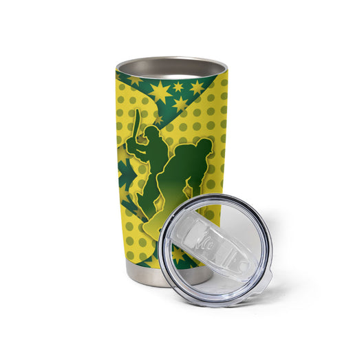 Australia Cricket Tumbler Cup Golden Southern Cross Stars Halftone Pattern Design