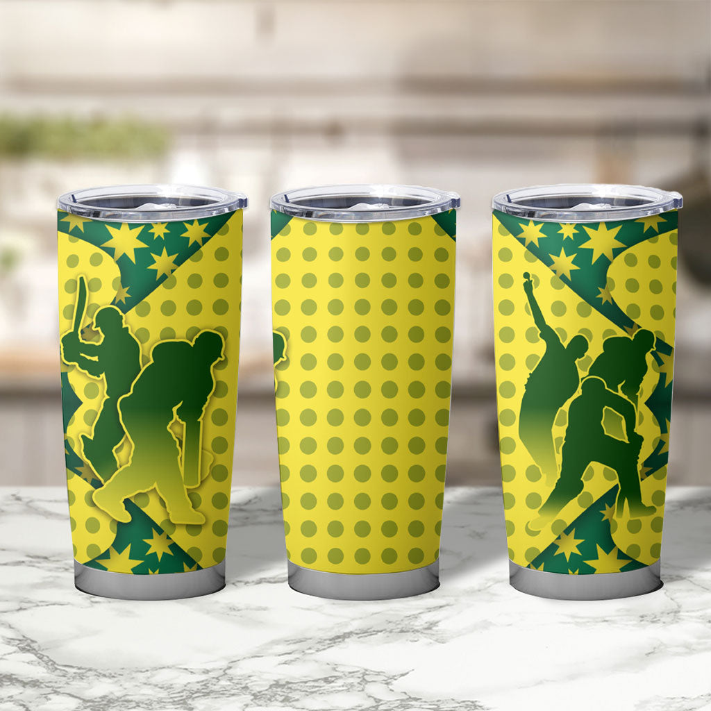 Australia Cricket Tumbler Cup Golden Southern Cross Stars Halftone Pattern Design
