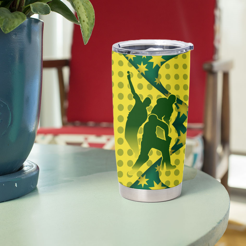 Australia Cricket Tumbler Cup Golden Southern Cross Stars Halftone Pattern Design